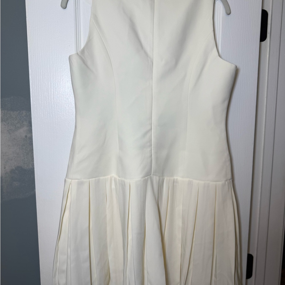Meshki | Mackenzie Sleeveless Pleated Mini Dress | Ivory | Medium | NWT - Picture 5 of 8